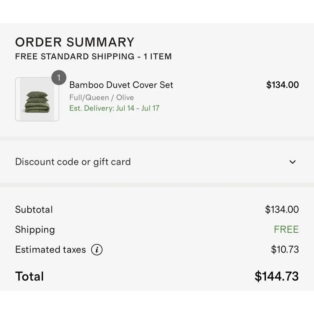 Quince Duvet Cover Set Full Queen Olive Viscose from Bamboo NEW $134 Retail